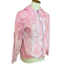Zine Pink tie dye hooded lightweight jacket